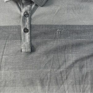 Travis Mathew Mens Gray Stripe Size XXL Embroidered Logo Short Sleeve Polo (393)